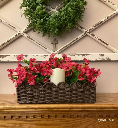 CubesLand Paper Rope Storage Basket - Scalloped Edge Design for Organizing | Brown with Wood Handle