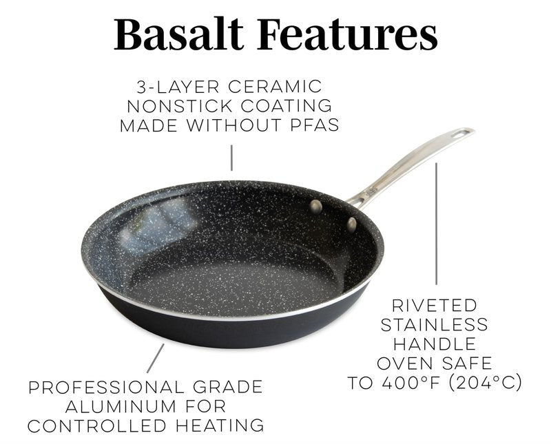 Nordic Ware Basalt Aluminum Saute Skillet, 8-Inch, Ceramic Coating
