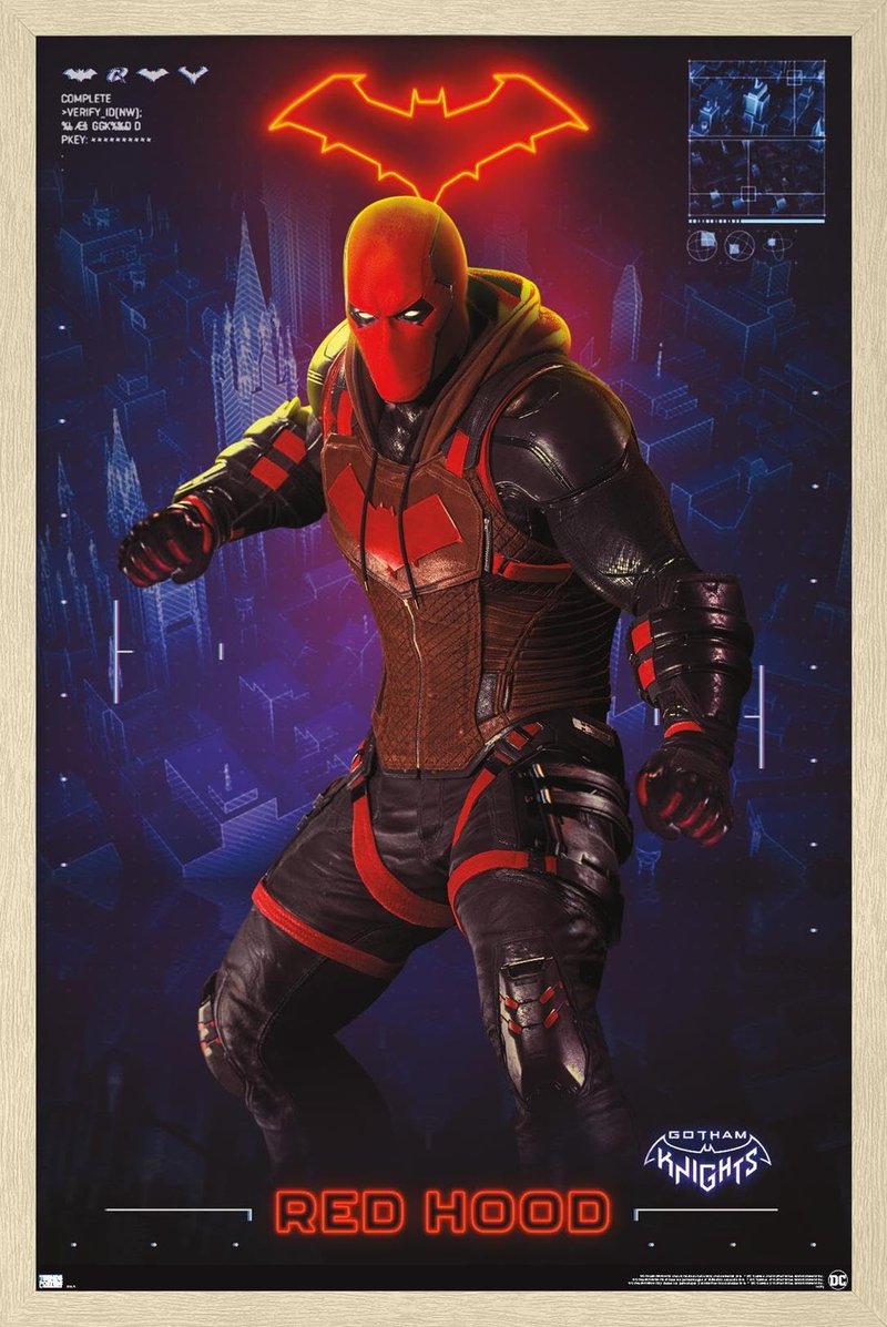 DC Comics Video Game Gotham Knights - Red Hood Wall Poster, 22.4L" x 14.7W", Blonde Framed Version