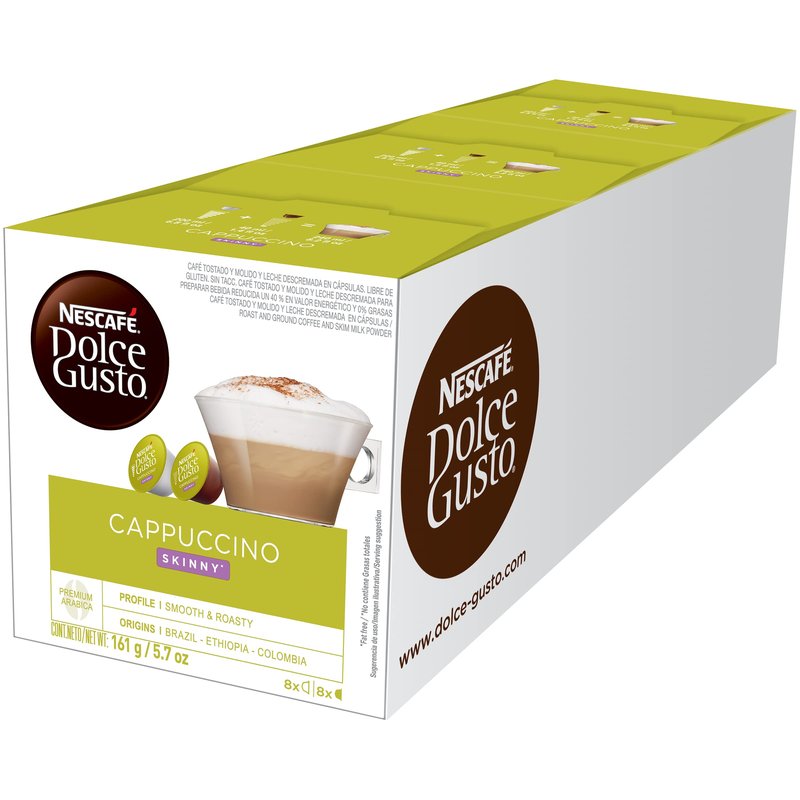 Nescafe Dolce Gusto Pods, Skinny Cappuccino, 16 capsules, Pack of 3
