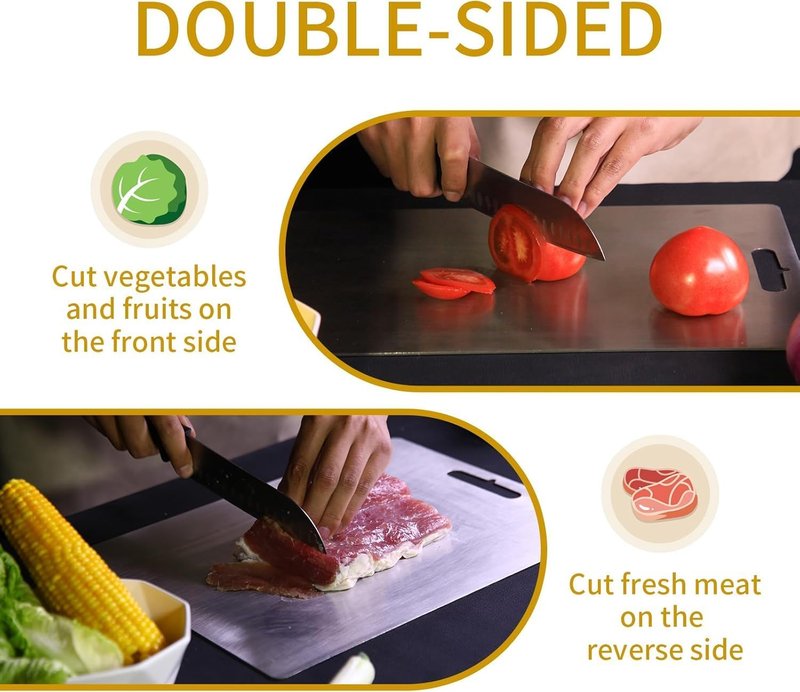 Titanium Cutting Boards - 2025 Upgrade 100% Pure Titanium Cutting Boards For Kitchen, 1 Pack Double-sided food-grade Cutting Board, Easy to Clean (18 * 12INCH)
