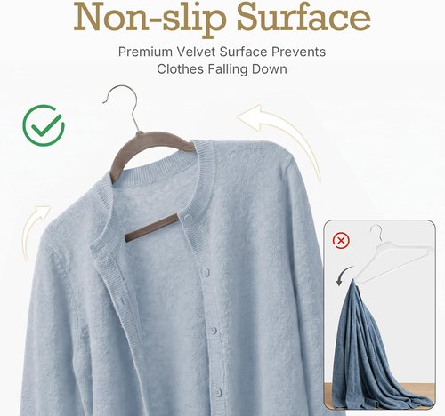 HOUSE DAY Velvet Hangers - Non-Slip Heavy Duty 60 Pack for Space-Saving Closet Organization | Taupe