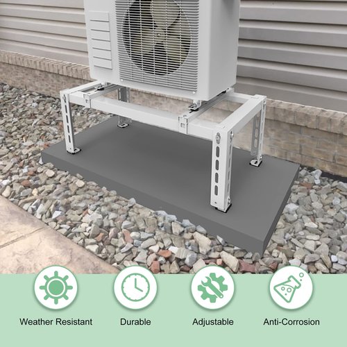 Memrita Mini Split Ground Stand for 9,000-24,000 BTU Air Conditioners Heat Pump System, Heavy Duty Adjustable Mini Split Stand for Outdoor AC Unit, Condenser Base
