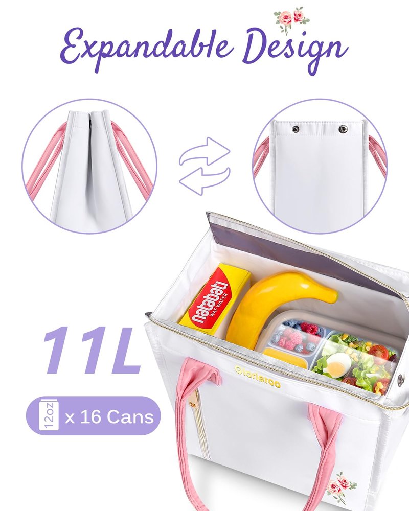 GLORIEROO Lunch Box Bag Women Girls - Insulated Leakproof Waterproof Lightweight Reusable Cooler for Work Picnic - Back to School Teacher Mothers Day Christmas Birthday Gifts