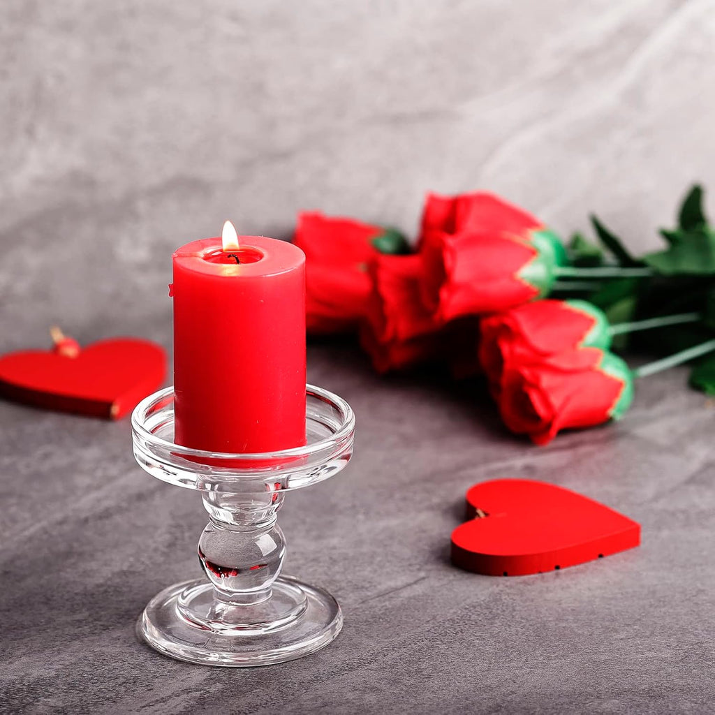 Regine Switzerland Glass Candle Holders - Elegant Pillar Candle Holder Set of 3 for Weddings & Home Decor