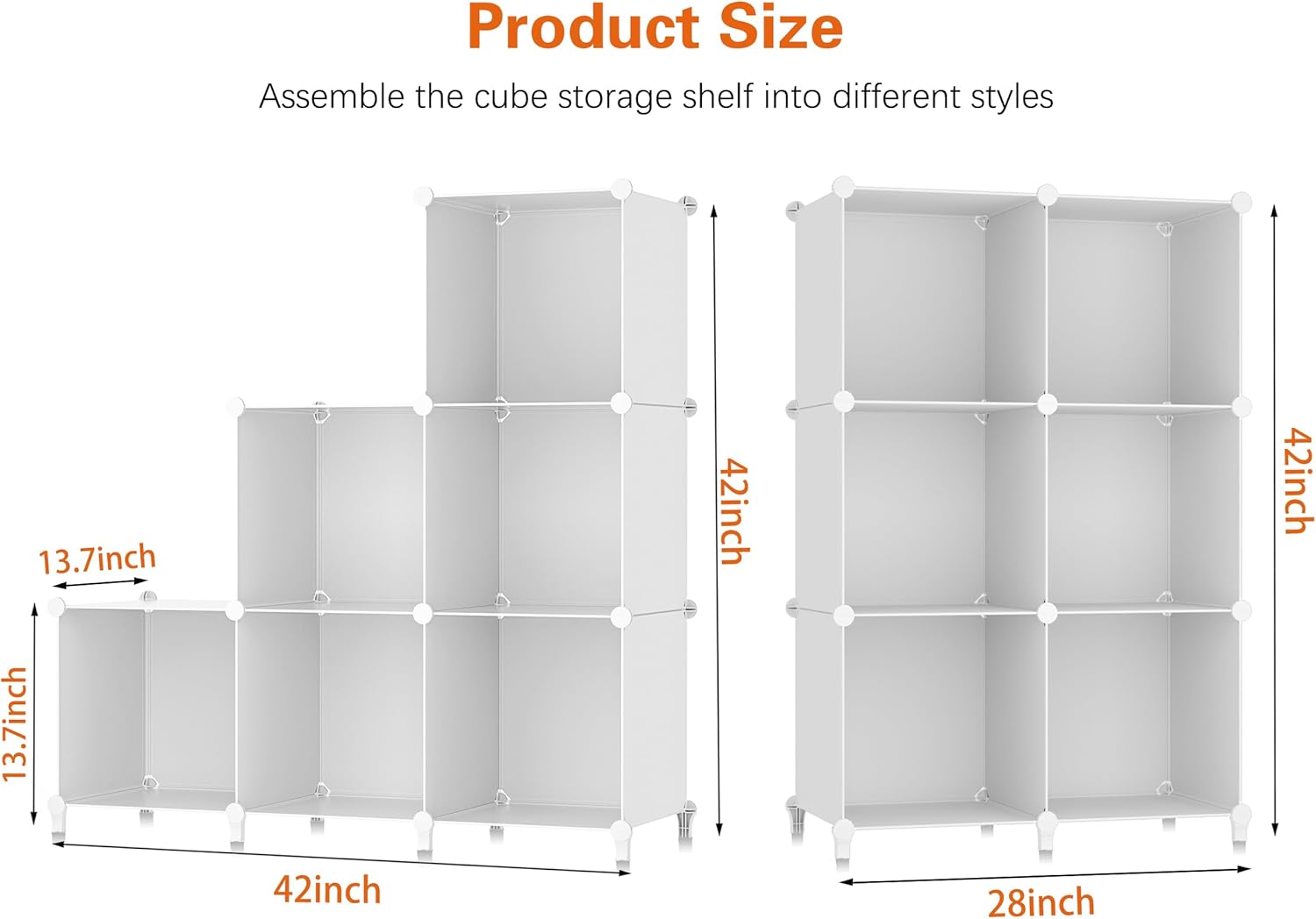 Skiennix Stackable Closet Organizers - 6 Cube Storage Solution for Bathroom & Wardrobe Organization