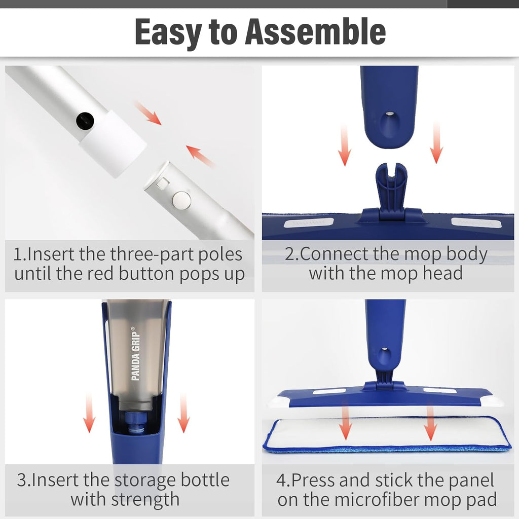 Skiennix Premium Spray Mop - 18 Inch Multi-Purpose Hardwood Cleaner with 3 Reusable Pads | Blue