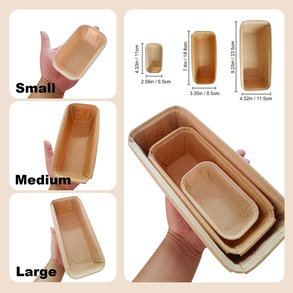 Lxmxgk 50PCS Paper Loaf Pan, Rectangle Loaf Pans, Disposable Baking Loft Mold, Kraft Bread Loaf Pan, Disposable Paper Baking Loft Pans, Microwave Oven Freezer Safe (Large)