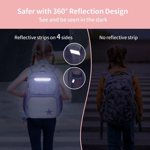 BrainyBees Kids Backpack for Girls Kindergarten - 15 Inch Lightweight School Bookbag fits Folder, Backpack for Kids 4-7 with Leakproof Insulated Pocket for Lunch and Snacks, Purple Tie-dye