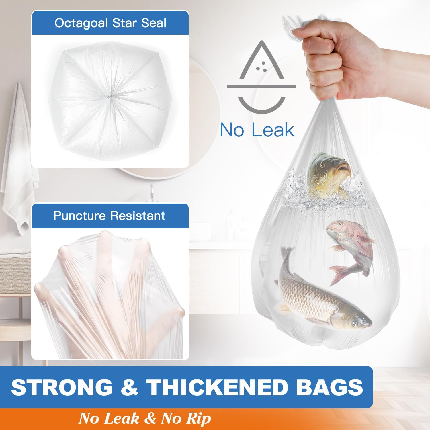 Skiennix Small Trash Bags - 4 Gallon, 105 Count | Unscented Mini Garbage Bags for Home & Office
