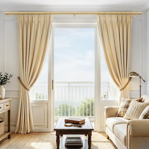 IFELS Heavy Duty Curtain Rod - Adjustable 66 to 120 Inch | Gold Metal Finials & Modern Design