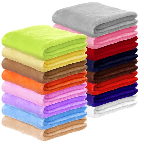 Kinlop 16 Pcs Fuzzy Baby Blankets Bulk, 39 x 27 Inch Soft Kid Blankets, Cozy Lightweight Warm Fleece Throw, for Spring Summer Infant Toddler Girls Boys, Crib Preschool Bedding (Bright Color)