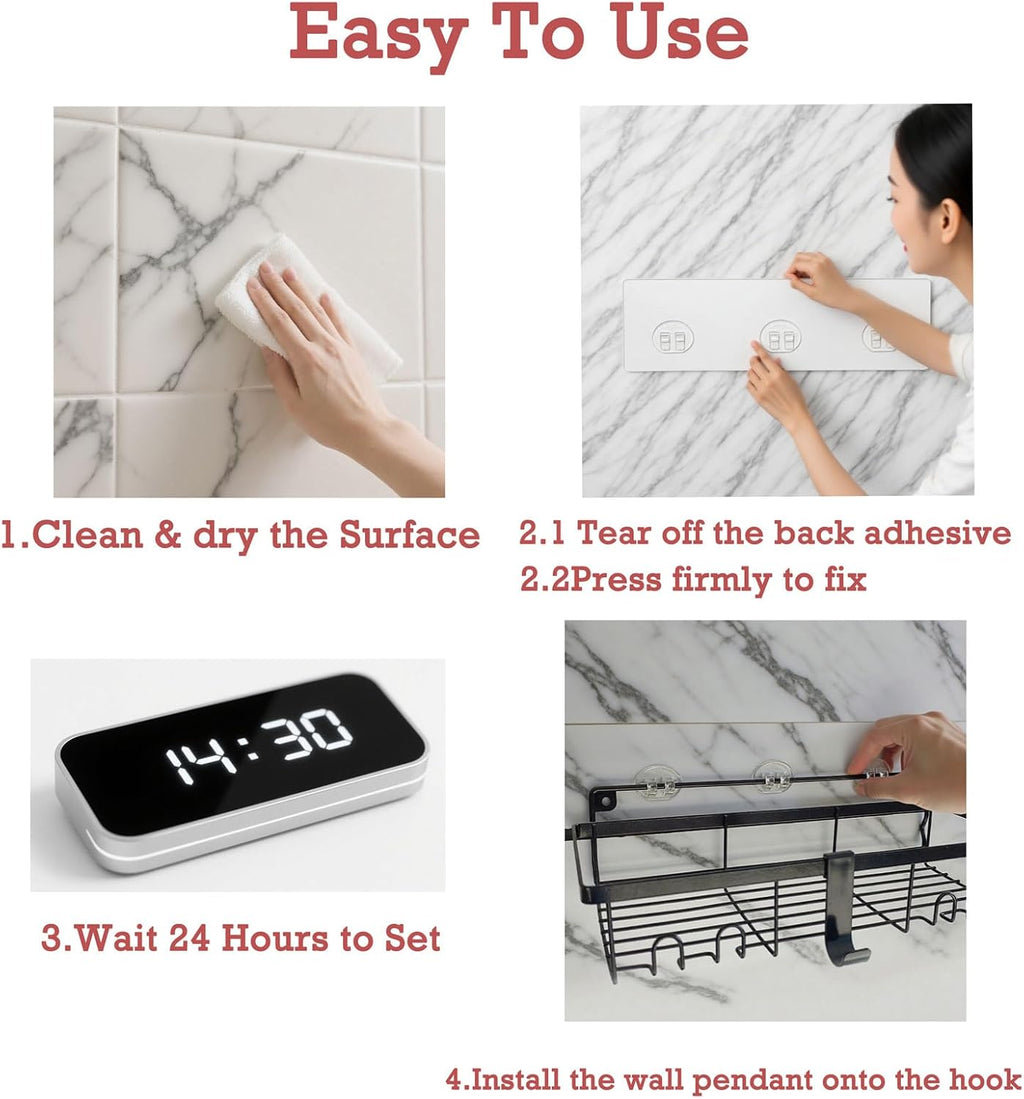 Skiennix Shower Caddy Adhesive Replacement - Strong Transparent Pads for Bathroom & Kitchen Storage