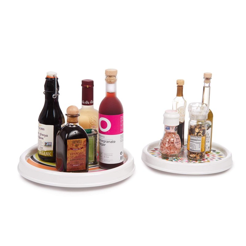 French Bull Lazy Susan Round Rotating Melamine Kitchen Pantry Cabinet Tableware Organizer-Platter, Turntable, Serving, 9-inch, Ziggy