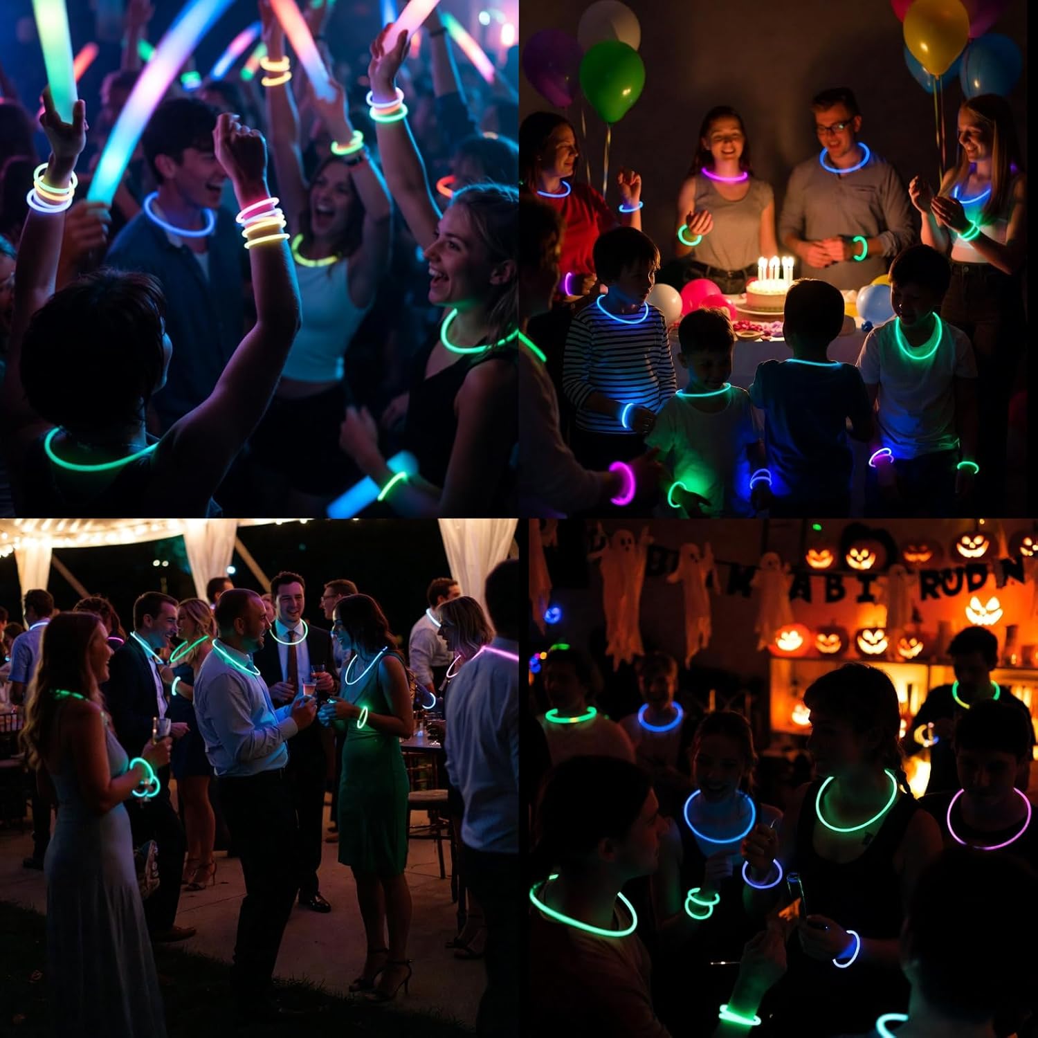 Skiennix 100PCS Glow Sticks - Bulk Party Pack for Halloween & Camping | 8” Glow Bracelets with Connectors