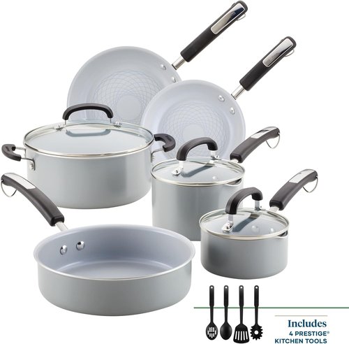 Farberware EcoAdvantage Ceramic Nonstick Cookware Set - 13 Pieces in Stylish Gray