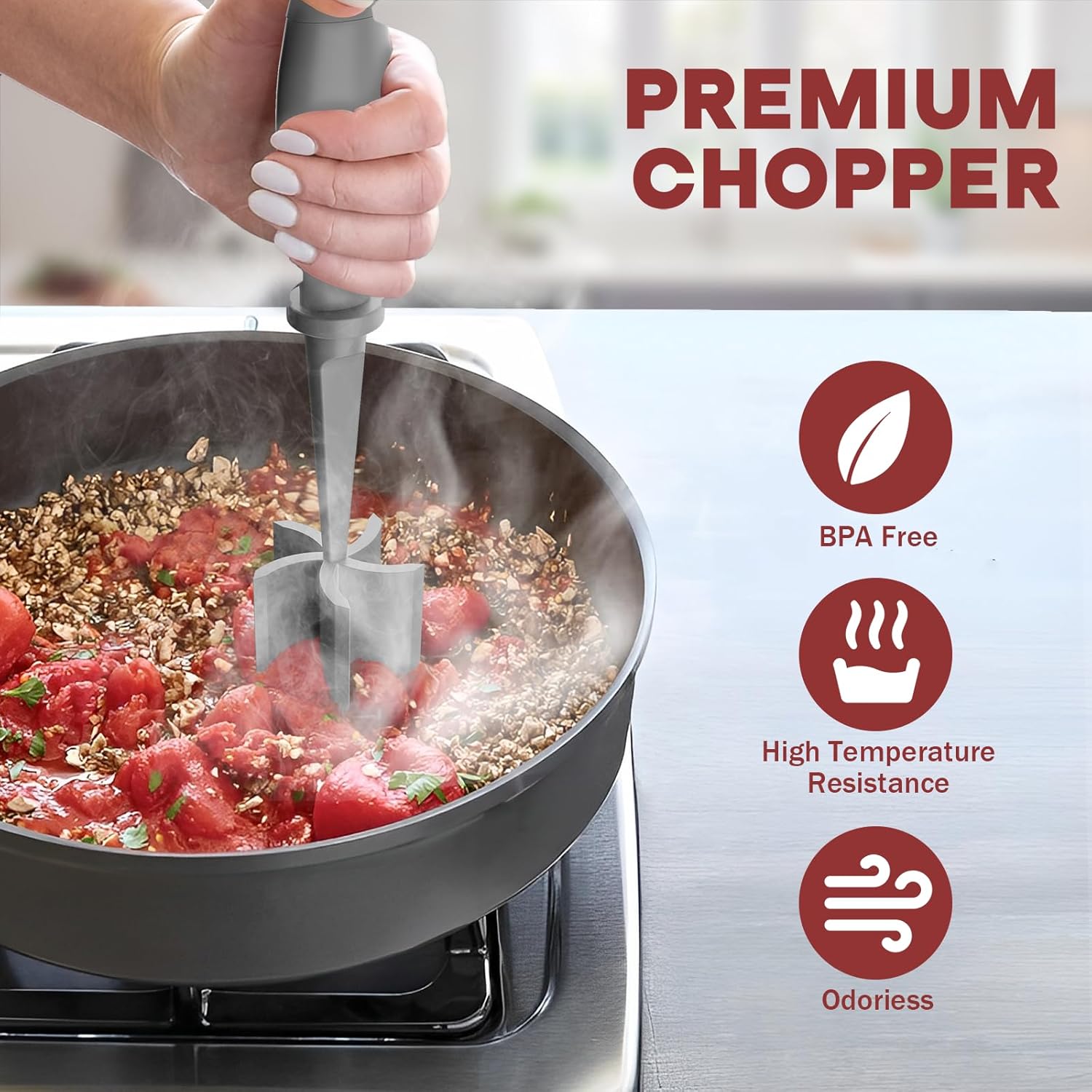 Skiennix Meat Chopper - Premium Heat Resistant Hamburger Grinder Tool | 2 Pcs Set - Black & Grey