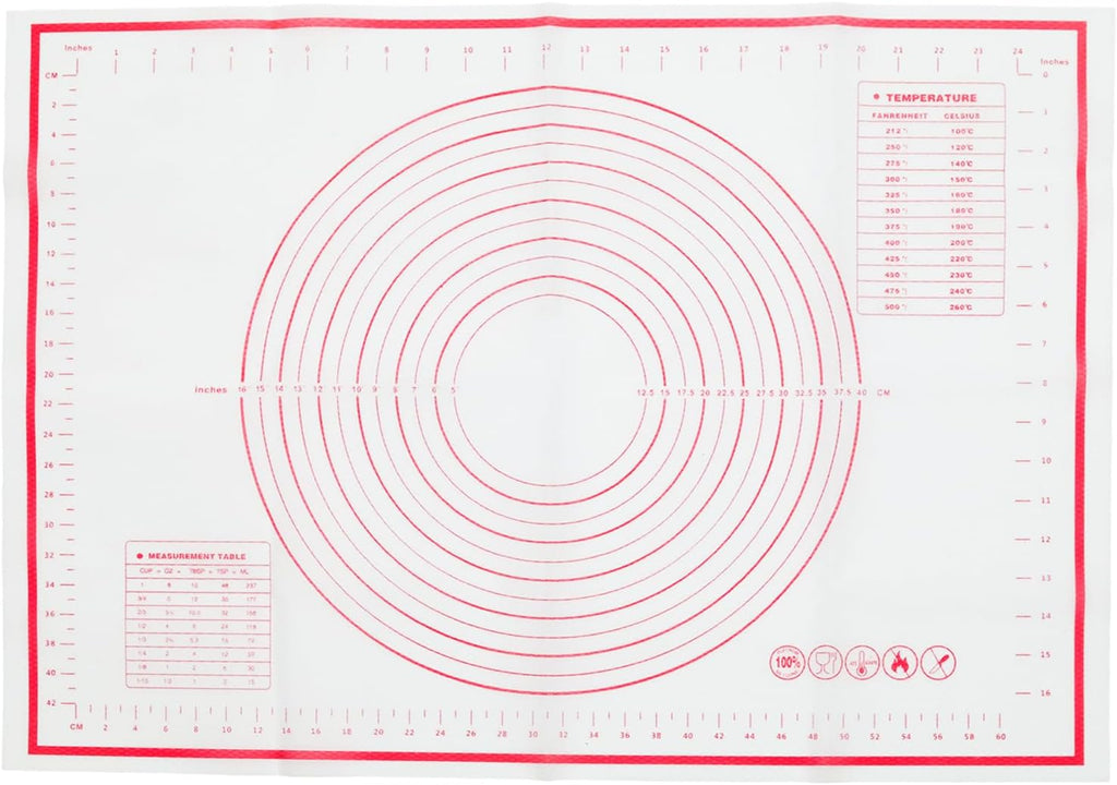 Skiennix Silicone Pastry Mat - 20" x 28" Non-Slip Baking Mat with Measurements | Extra Large for Cookies & Pizza