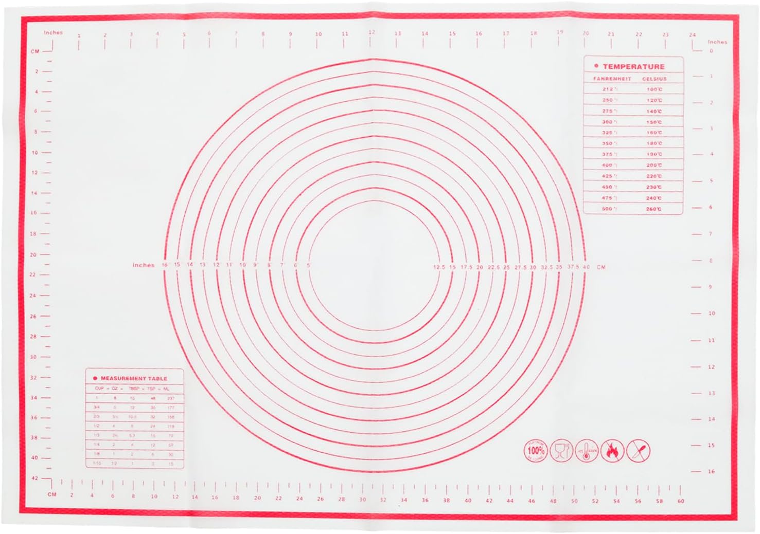 Skiennix Silicone Pastry Mat - 20" x 28" Non-Slip Baking Mat with Measurements | Extra Large for Cookies & Pizza