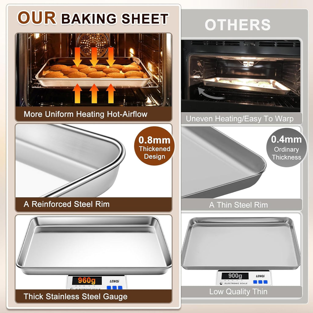 Skiennix Extra Large Stainless Steel Baking Sheet - Nonstick, Heavy Duty & Dishwasher Safe (20" x 14" x 1")