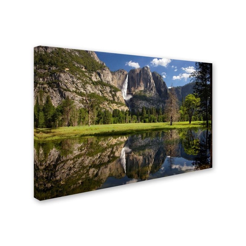 Yosemite Falls Reflection by Mike Jones Photo, 16x24-Inch Canvas Wall Art