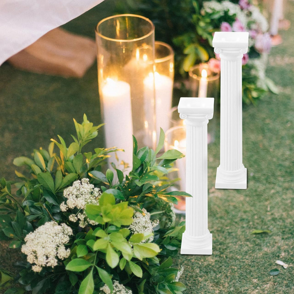 Totority Miniature White Plastic Roman Columns - 6Pcs 6.7 Inch Tall Architectural Decor for Parties & Photography