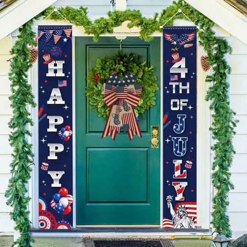 ALIBBON Patriotic Wreath Bows - 4th of July American Flag Design | 2 Pcs for Indoor/Outdoor Decor