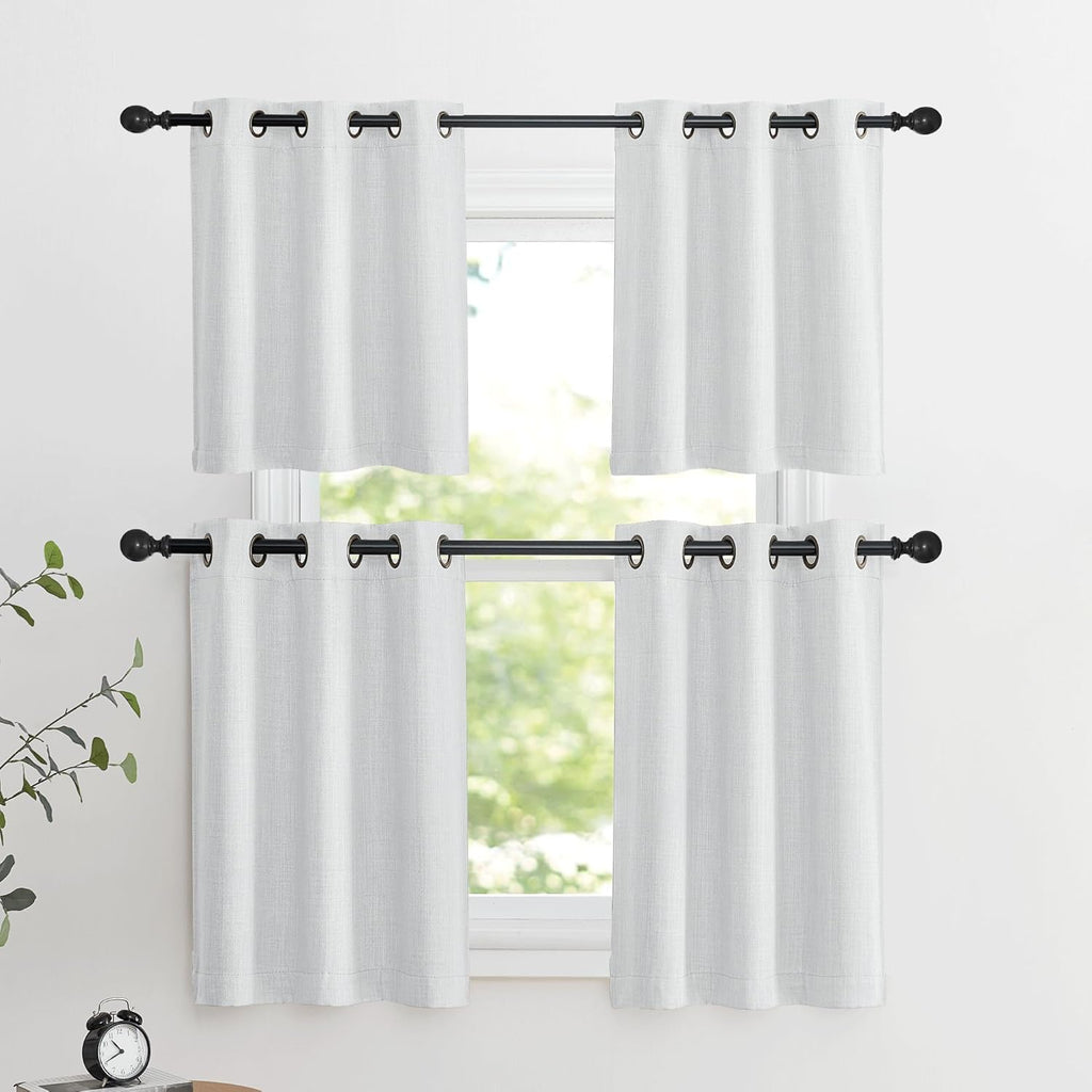 NICETOWN Blackout Small Curtains - Thermal Insulated Grommet Valances for Kitchen | 34" Wide x 30" Long, Greyish White
