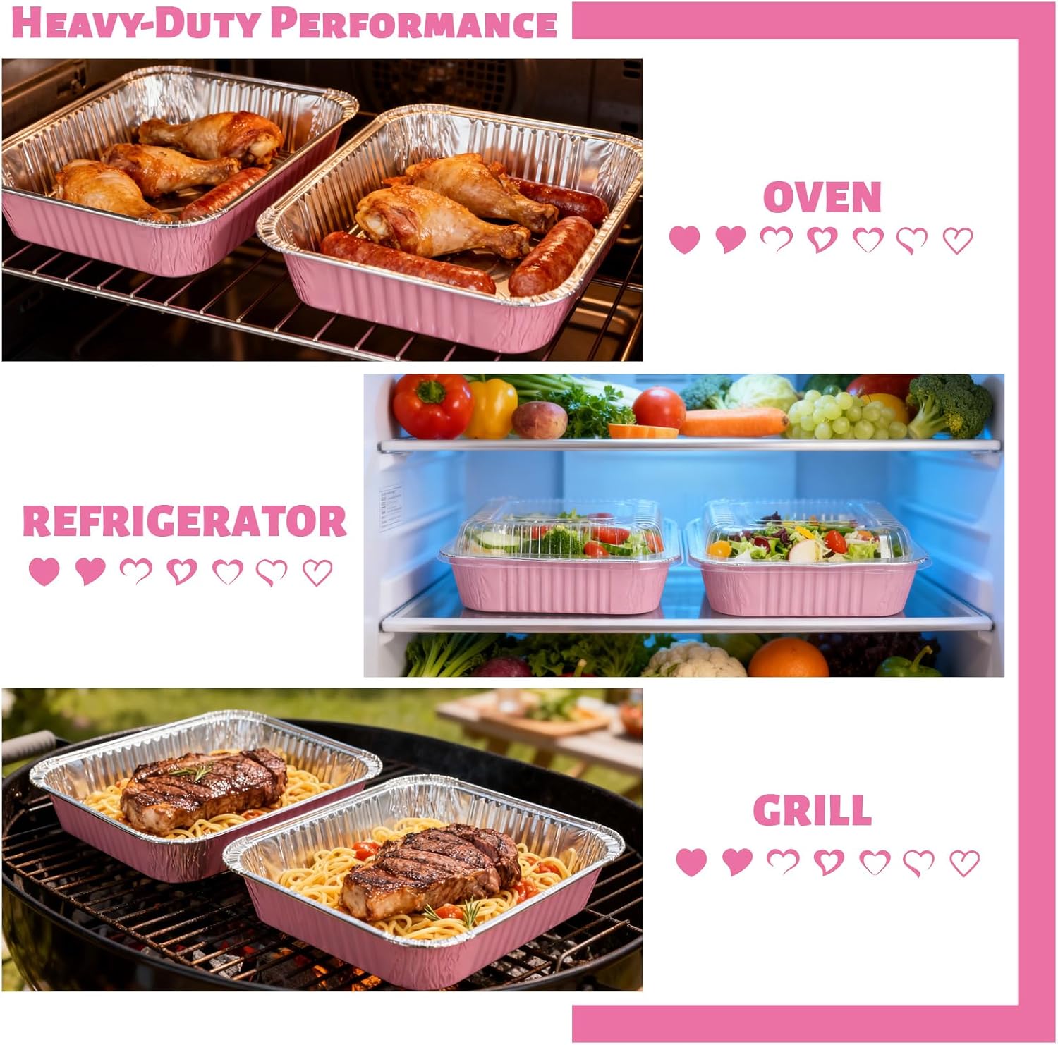 Pink Aluminum Baking Pans by [Brand Name] - 35 Pack 8x8 Inch Disposable Trays with Lids & Spoons for Parties