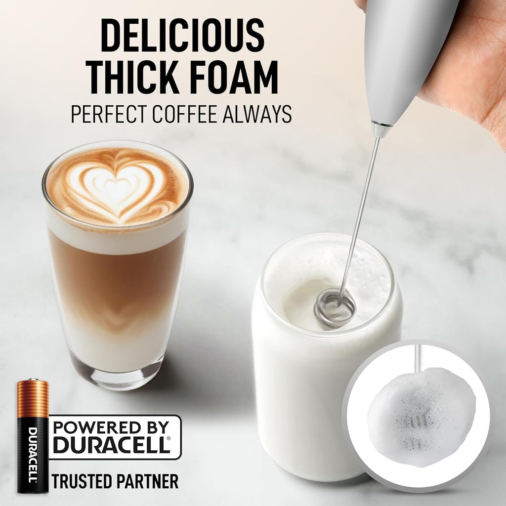 Zulay Kitchen Whisk Milk Frother - Powerful Handheld Foam Maker for Coffee, Lattes & More | Includes 4 Duracell Batteries