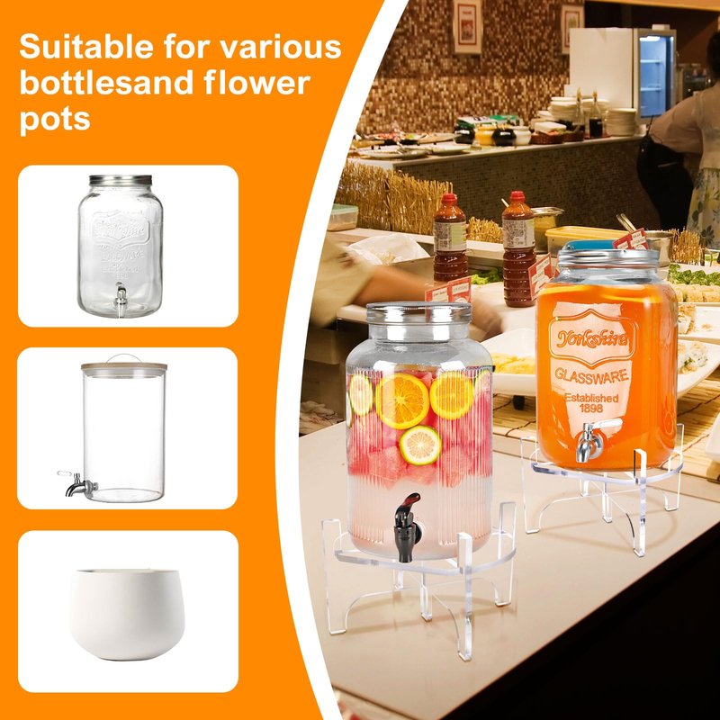 8 MM Beverage Dispenser Stand Only, Acrylic Glass Water Juice Drink Beverage Dispenser Floor Pitcher Stand Base for Parties, Home, Catering Events(Fit Max 9 Inch Glass Drink)