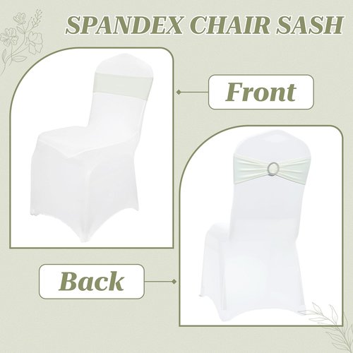MDS Spandex Chair Sashes - Premium Stretch Covers with Buckle Slider for Weddings & Events | Ivory, Pack of 50