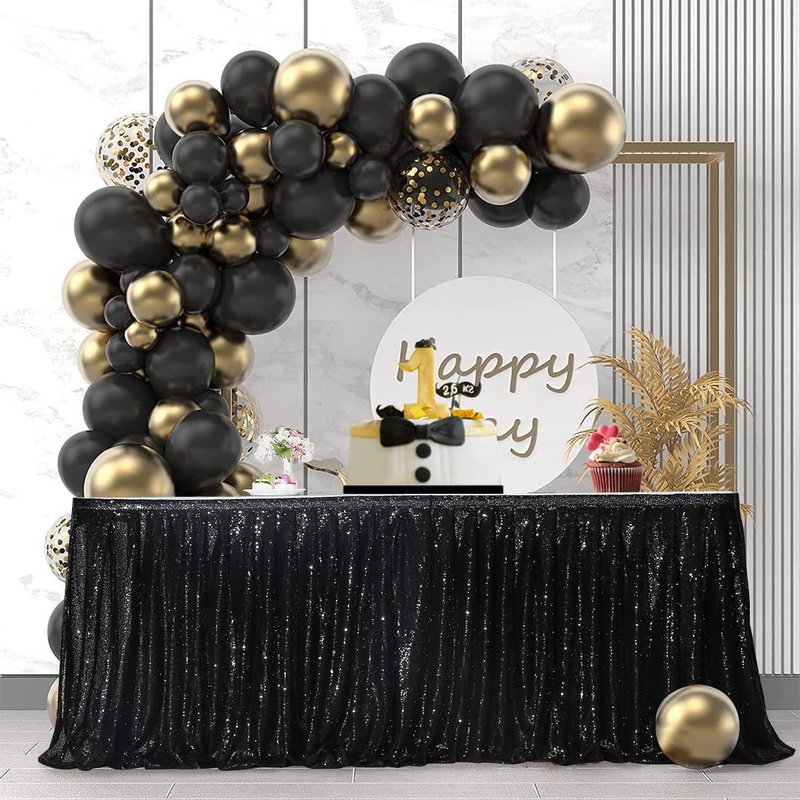 Poise3EHome 14ft Sequin Table Skirt, Rose Gold Table Skirt for Rectangle/Round/Square Tables for Party Wedding Birthday Christmas