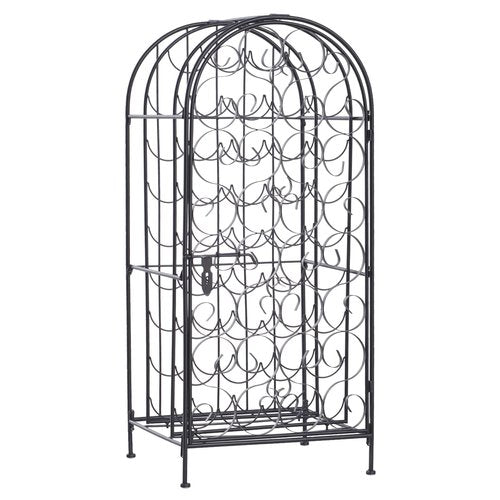 HOMCOM 35 Bottle Wrought Iron Wine Rack Cabinet with Lock - Black