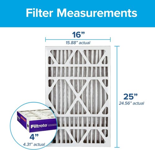 Filtrete 16x25x4 Air Filter - MERV 12, MPR 1550, Asthma & Allergy Friendly - 2-Pack, Pleated HVAC Filters
