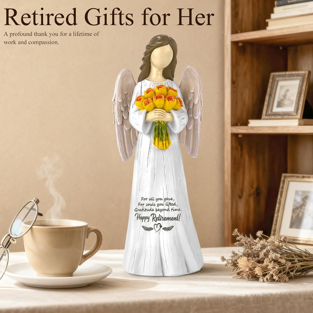 Sentimental Retirement Gifts for Women | Hand-Painted Angel Figurine - Perfect Gift for Teachers, Nurses & Friends - 7”