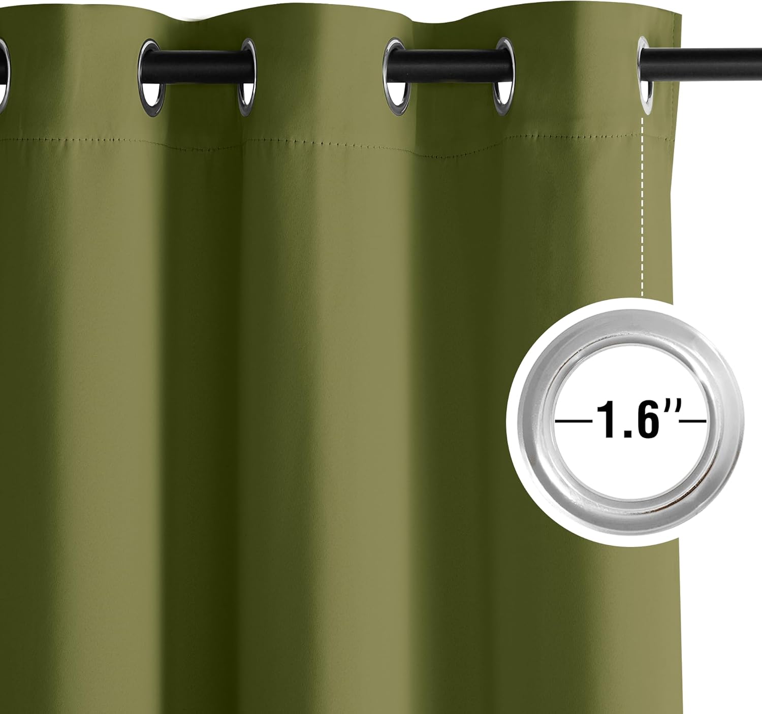 NICETOWN Room Darkening Curtains - Olive Green Drapery Panels, 52"W x 84"L for Enhanced Privacy