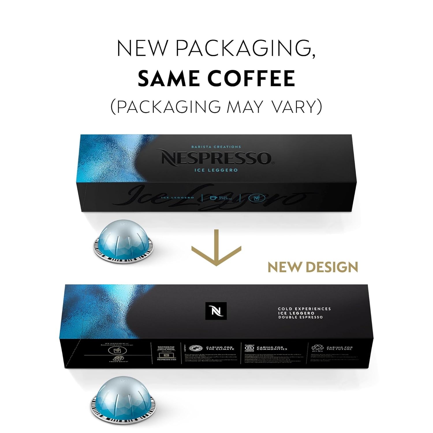 Nespresso Vertuo Double Espresso Coffee Pods - Ice Leggero Flavor | 50-Count, 2.7 oz Brews