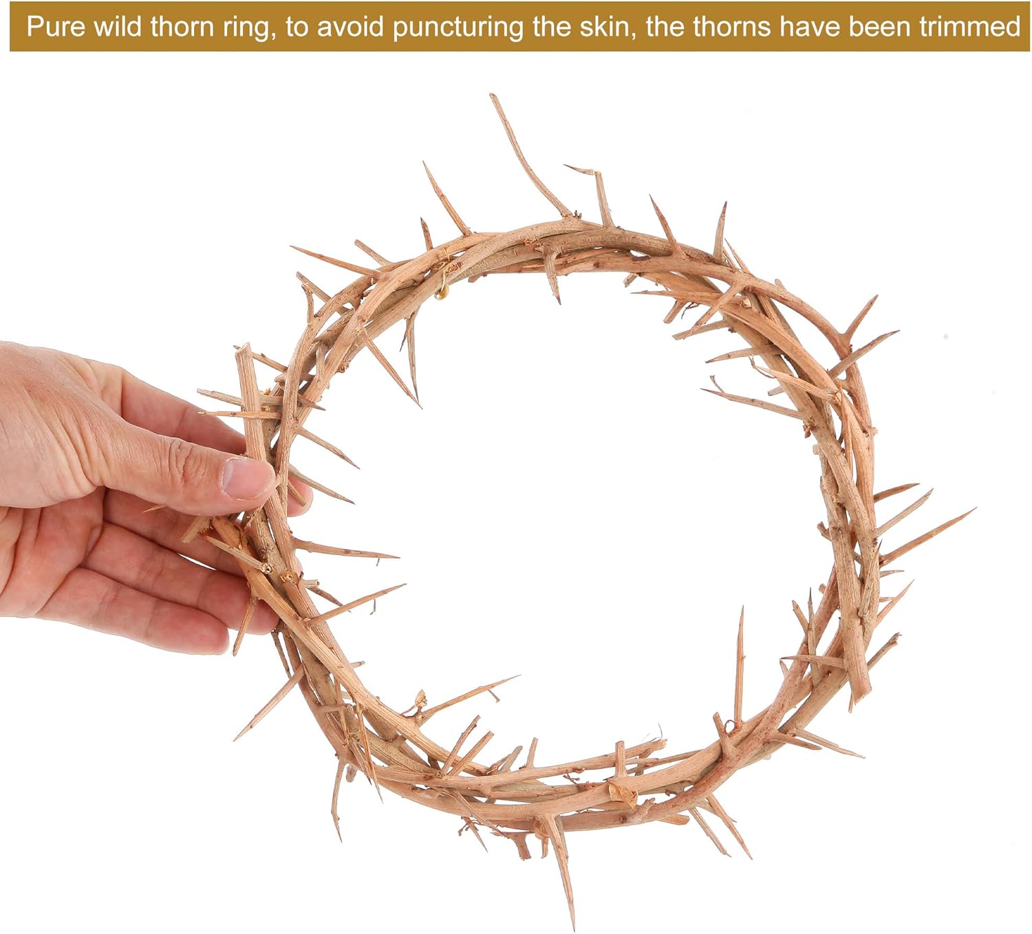 Nature Crown of Thorns | 67'' Satin Fabric Wearable | Handmade for Christian Easter, 7.5-8"