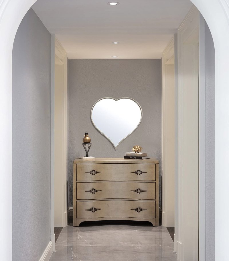 RUIDOZ 22 Inch Heart Mirror for Wall, Heart Shaped Wall Mirror with Silver Metal Frame for Valentine Decor Room Decorations-0975RZ