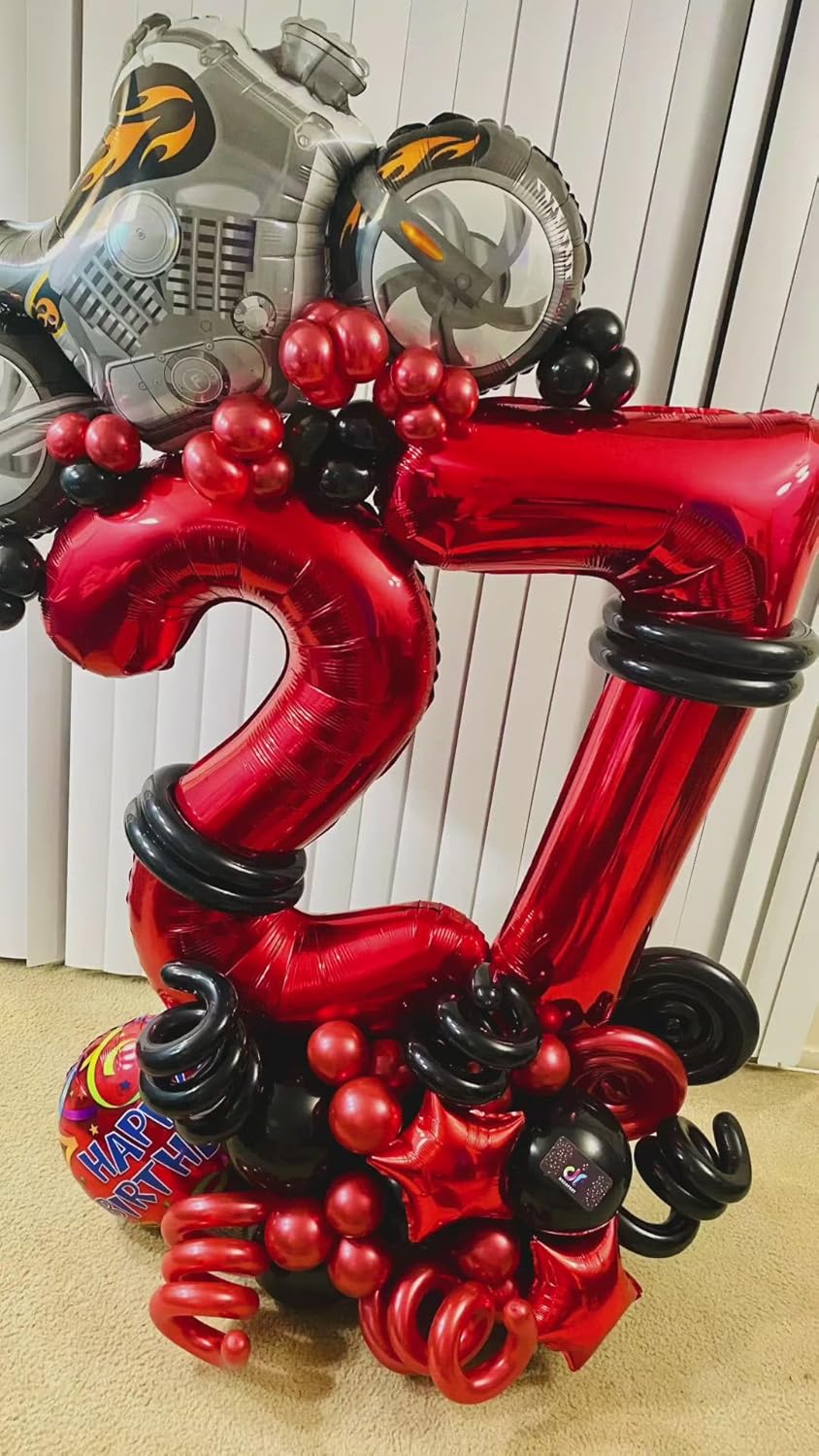 Red 7 Balloon - 40 Inch Number Balloon for 7th Birthday Party Decorations