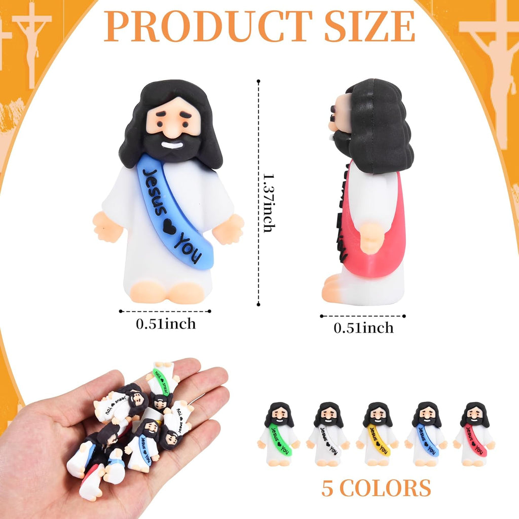 Nedeqi Mini Jesus Figurines - 60 PCS Pocket-Sized Rubber Jesus Figures for Religious Favors & Gifts