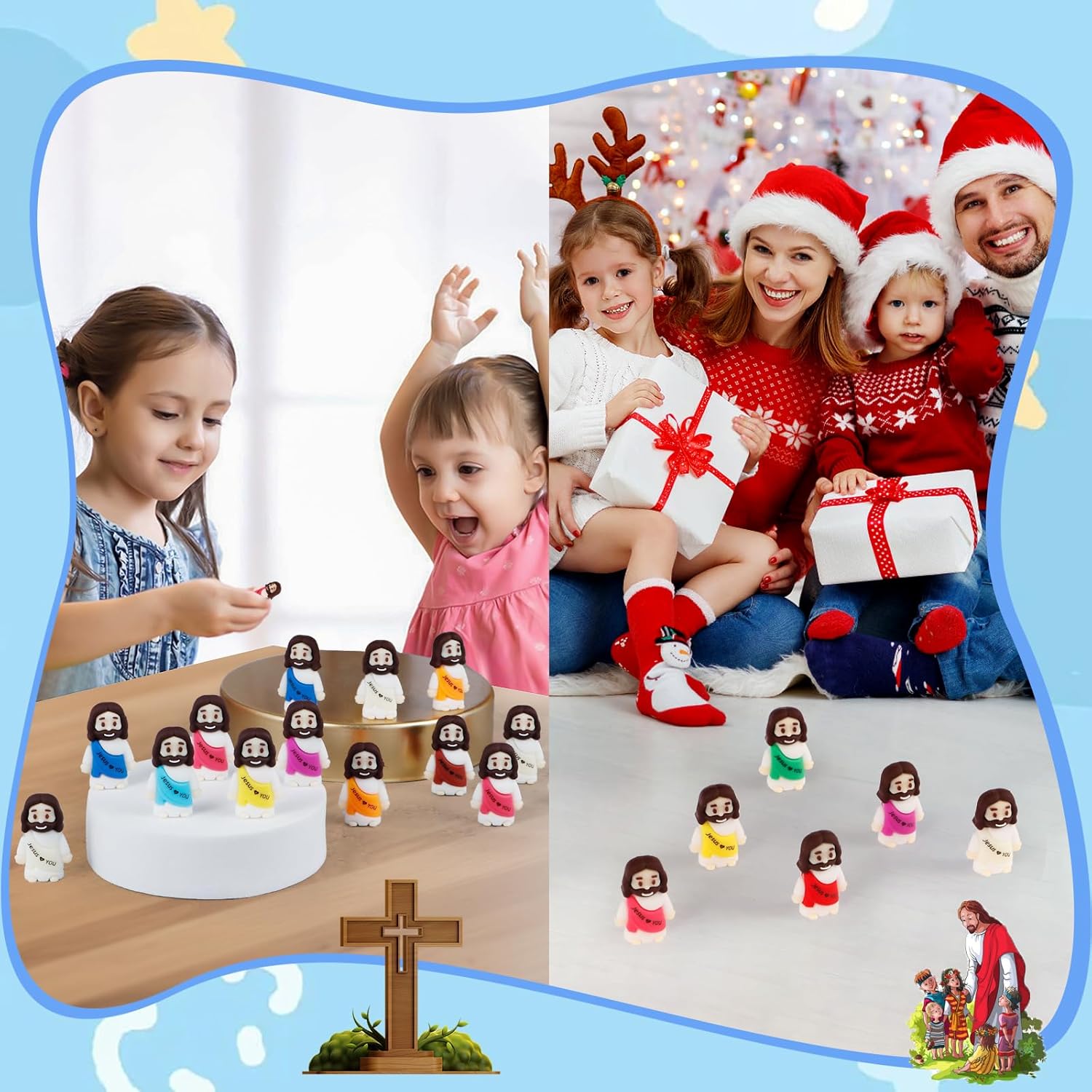 Skiennix 200PCS Little Jesus Figurines - Colorful Mini Religious Gifts for Easter Egg Stuffers
