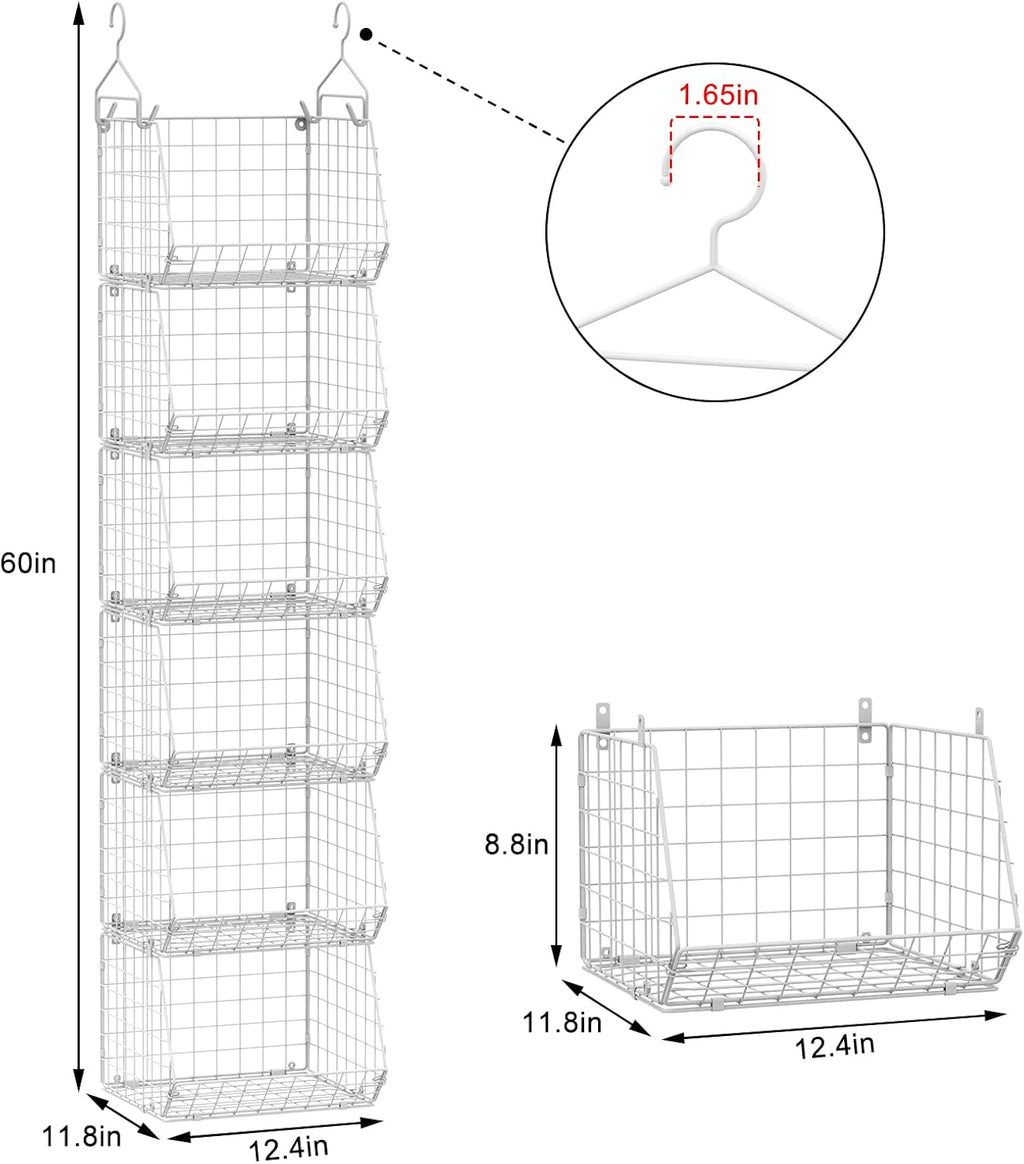 X-cosrack 6-Tier Closet Hanging Organizer - Versatile Clothes Shelves with Hooks & Baskets for Shoes, Handbags, Accessories