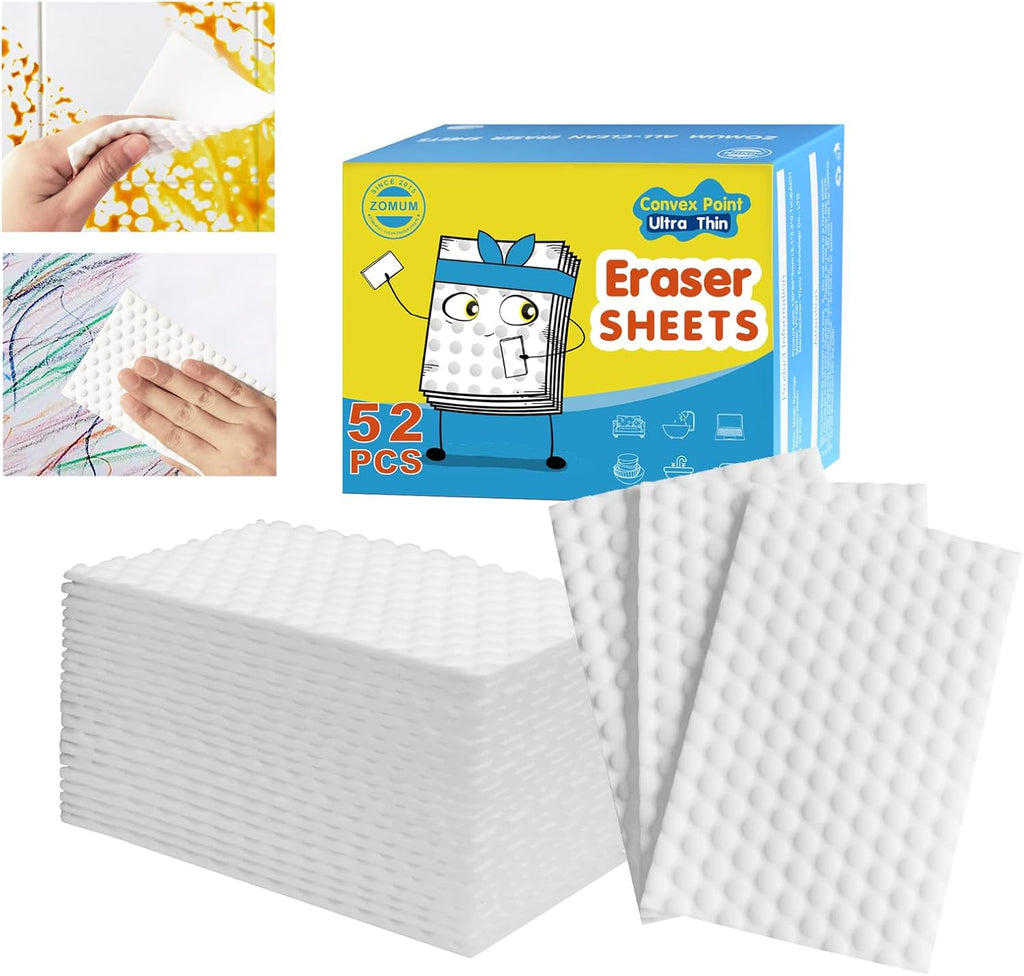 Skiennix Magic Sponge Eraser Sheets - 52 PCS Upgrade Convex Point Cleaning Wipes for Hard-to-Reach Areas