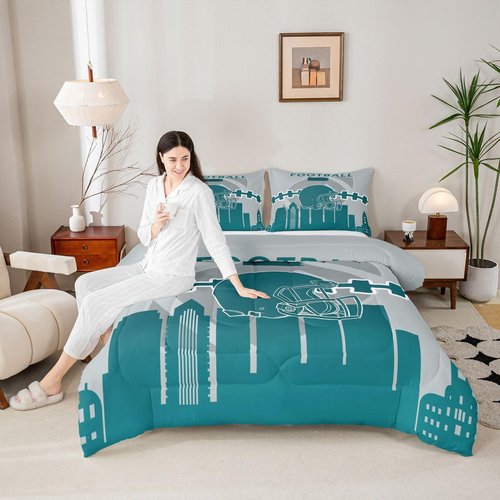 Erosebridal Sports Comforter for Boys,Football Bedding Set Twin Size,Football Players Comforter Sets,Sports Ball Game Duvet Insert with 1 Pillowcase Lightweight