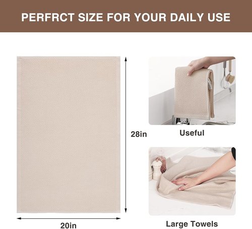 Homaxy 100% Cotton Kitchen Dish Towels - Ultra Soft, Absorbent & Quick Drying | 20 x 28 Inches, 4-Pack, Beige