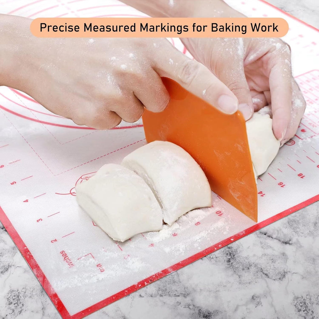 Skiennix Extra Large Silicone Baking Mat - Non-Stick Pastry Mat with Measurements, 24" x 32", Red