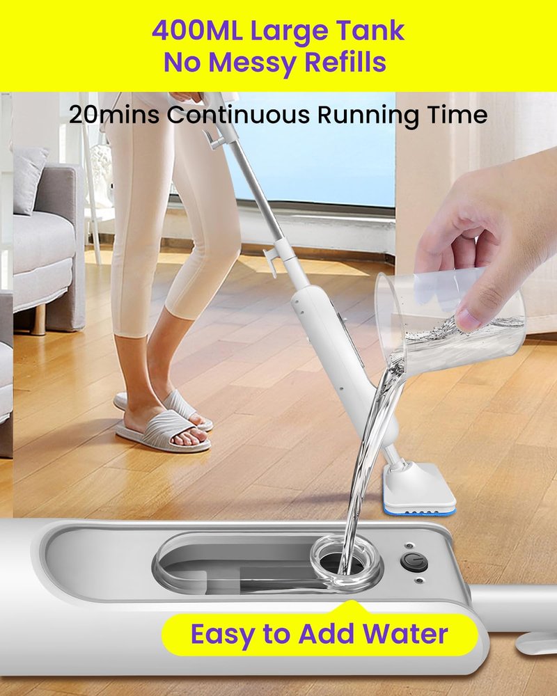 Steam Mop for Floor Cleaning, Effortless Ergonomic Design Floor Steamer for Hardwood and Tile, Adjustable Steam Modes, 1500W High Power, 16.4ft Cord, 400Ml XL Tank, 2 Washable Pad (1)