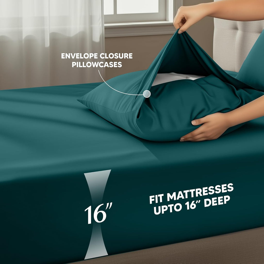 Utopia Bedding Twin Sheet Set - Soft & Breathable 3-Piece Microfiber Bed Sheets | Teal Green